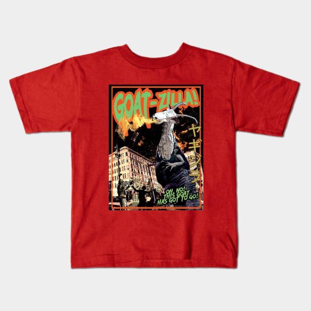 Goatzilla Kids T-Shirt by Daily Detour